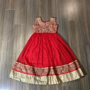 Charming Kids Red & Gold Formal Party Dress – Size 7/8
